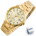 PÁNSKE ZLATÉ HODINKY CASIO MTP-V004G-9B (zd047a) + KRABIČKA