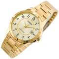 PÁNSKE ZLATÉ HODINKY CASIO MTP-V004G-9B (zd047a) + KRABIČKA