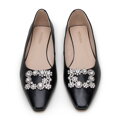 Kožené baleríny s lesklou prackou 98-D-956-1  