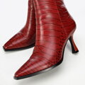 Croco kožené členkové čižmy na vysokom podpätku 95-D-506-3