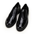 Dámske lakované kožené poltopánky čierne 99-D-101-1  