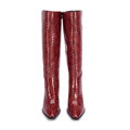 Dámske lakované kroko čižmy na vysokom podpätku 95-D-507-3