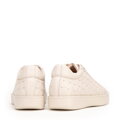 Dámske kožené sneakersy s prešívaným zvrškom krémové 99-D-508-0