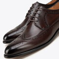 Pánske brogues z lícovej kože s perforáciou hnedé 99-M-305-4  
