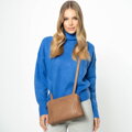 Dámska dvojkomorová crossbody kabelka z ekokože tmavobéžová 99-4Y-631-9