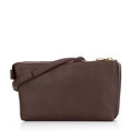 Dámska dvojkomorová crossbody kabelka z eko kože hnedá 29-4Y-607-4