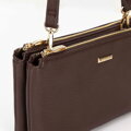 Dámska dvojkomorová crossbody kabelka z eko kože hnedá 29-4Y-607-4