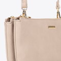 Crossbody z ekoskóry dwukomorowa beżowo - szara 29-4Y-607-8
