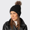Dámska čierna čiapka s brmbolcom — štýl a hrejivý komfort na zimu 101-HF-016-1