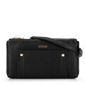 Dvojkomorová crossbody kabelka s vreckom čierno-zlatá  
