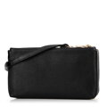 Dvojkomorová crossbody kabelka s vreckom čierno-zlatá  