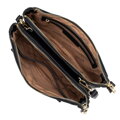 Dvojkomorová crossbody kabelka s vreckom čierno-zlatá  