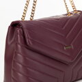 Damska crossbody na łańcuszku z ekoskóry bordowa 99-4Y-514-3