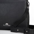Dámska trojpriehradková crossbody, čierna koža 100-4E-808-1