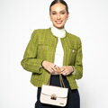 Damska crossbody z biżuteryjnym zapięciem kremowa 99-4Y-228-0