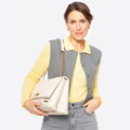 Dámska crossbody z ekokože dvojkomorová veľká krémová 100-4Y-418-0