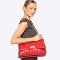 Dámska crossbody z ekokože dvojkomorová veľká červená 100-4Y-418-3