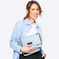 Dámska crossbody z ekokože dvojkomorová malá modrá 100-4Y-419-N