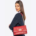Dámska crossbody z ekokože dvojkomorová malá červená 100-4Y-419-3