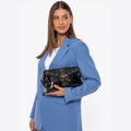 Dámska crossbody z ekokože s dekoratívnymi nitmi čierna 100-4Y-207-1