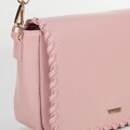Dámska crossbody s olemovanou klopou ružová 100-4Y-235-P