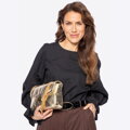 Dámska crossbody z lesklej ekokože zlatá 100-4Y-217-G