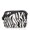 Dámska crossbody z žakáru a ekokože bielo-čierna