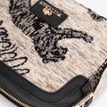Dámska crossbody z žakáru a ekokože krémovo-čierna
