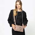 Dámska crossbody kožená kabelka s prackou béžová 99-4E-005-9