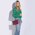 Dámska trojkomorová kožená crossbody kabelka Wittchen s monogramovým vzorom 95-4E-633-3