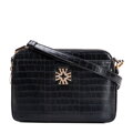 Čierna trojkomorová crossbody kabelka z imitácie kože 29-4Y-017-B1