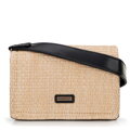 Dámska crossbody z výpletu béžovo-čierna 100-4Y-405-91