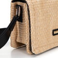 Dámska crossbody z výpletu béžovo-čierna 100-4Y-405-91