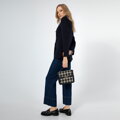 Damska torebka crossbody z tkaniny bouclé czarno - biała 99-4Y-411-10