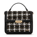 Damska torebka crossbody z tkaniny bouclé czarno - biała 99-4Y-411-10