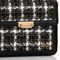 Damska torebka crossbody z tkaniny bouclé czarno - biała 99-4Y-411-10