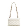 Dámska kabelka cez rameno z pravej kože s prešívaním krémová a zlatá 100-4E-205-0G