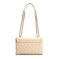 Dámska kabelka cez rameno z pravej kože s béžovým prešívaním 100-4E-205-9