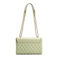 Dámska kabelka cez rameno z pravej kože so zeleným prešívaním 100-4E-205-Z
