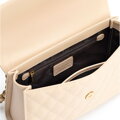 Dámska kabelka cez rameno z pravej kože s béžovým prešívaním 100-4E-205-9