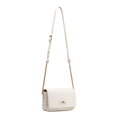 Krémová crossbody kabelka z prírodnej kože s prešívaním a klopou 102-4E-204-0
