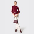 Bordová dámska crossbody kabelka Wittchen z prírodnej kože s čistým vzhľadom