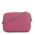 Dámska listová kabelka z kože saffiano, boxový tvar, na retiazke ružová