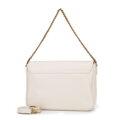 Dámska crossbody z kože s dekoratívnym zapínaním krémová 100-4E-213-0