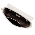 Dámska crossbody z kože s dekoratívnym zapínaním krémová 100-4E-213-0