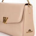 Dámska crossbody z kože s dekoratívnym zapínaním béžová 100-4E-213-9