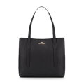Dámska kožená shopper kabelka s dekoratívnymi rúčkami čierna 99-4E-016-1