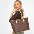 Dámska shopperka s monogramom hnedá 99-4Y-503-4  