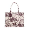 Dámska žakárová shopper kabelka so vzorom bordovo-béžová 99-4E-500-X4