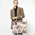 Dámska žakárová shopper kabelka so vzorom bordovo-béžová 99-4E-500-X4